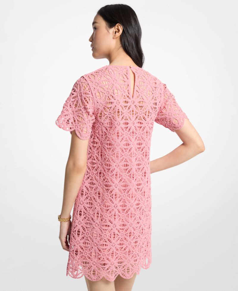 Women's Embellished Faux Crochet Short-Sleeve Dress
