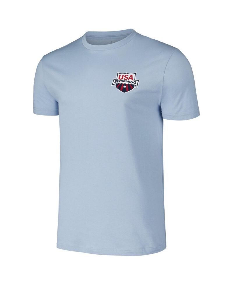 Men's and Women's Powder Blue USA Swimming Swimmer T-Shirt