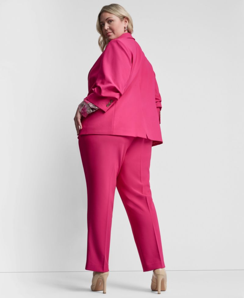 Plus Size 1-Button Ruched-Sleeve Blazer