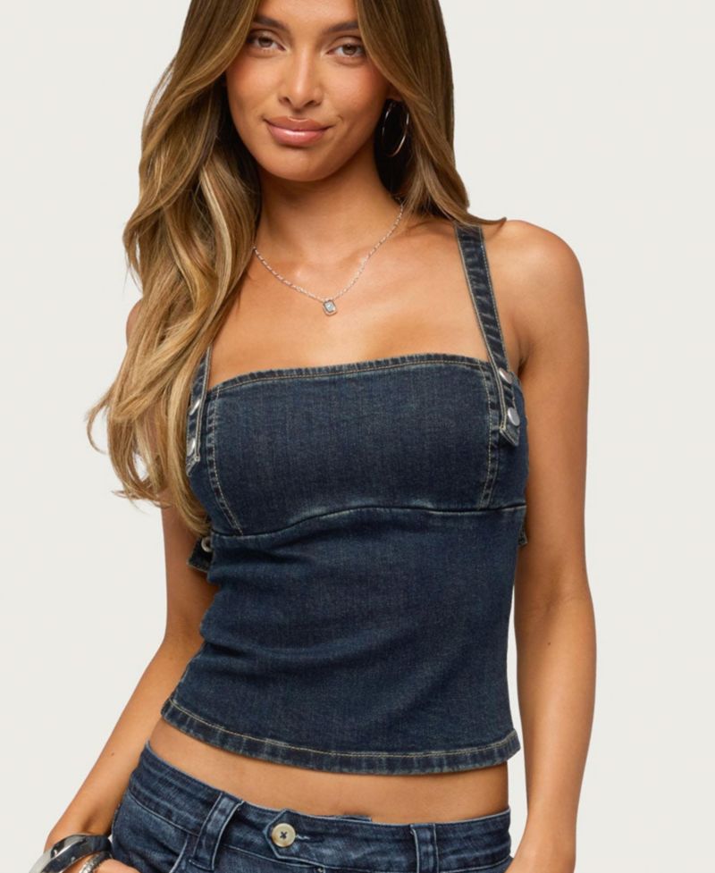 Women's Koto Sleeveless Square Neck Denim Top