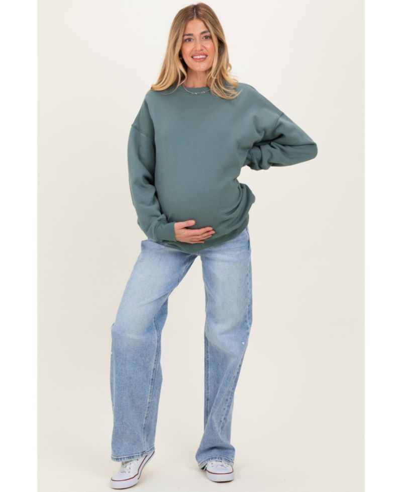 Maternity Oversized Fleece Crewneck Sweatshirt