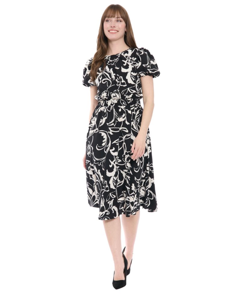 Women's Tucked-Sleeve Midi Dress