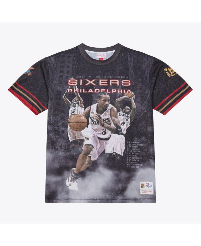 Men's Black Philadelphia 76ers Hardwood Classics Originals Collection 2000-2001 Team Roster T-Shirt