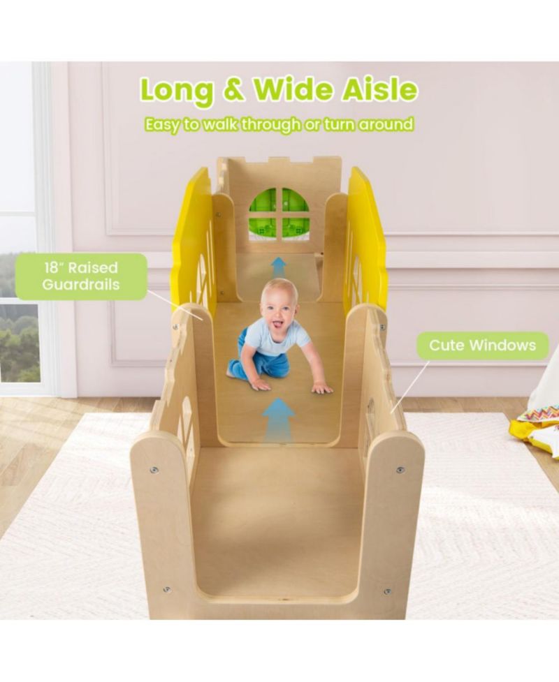 7-in-1 Wooden Slide and Climber Set with Basketball Hoop