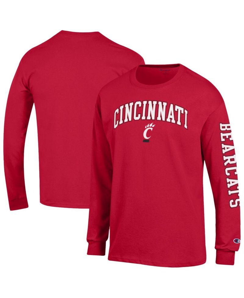 Men's Red Cincinnati Bearcats Arch Over Logo 2-Hit Long Sleeve T-Shirt
