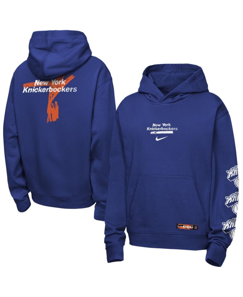 Big Boys and Girls Blue New York Knicks Courtside Club Premiere Hoodie