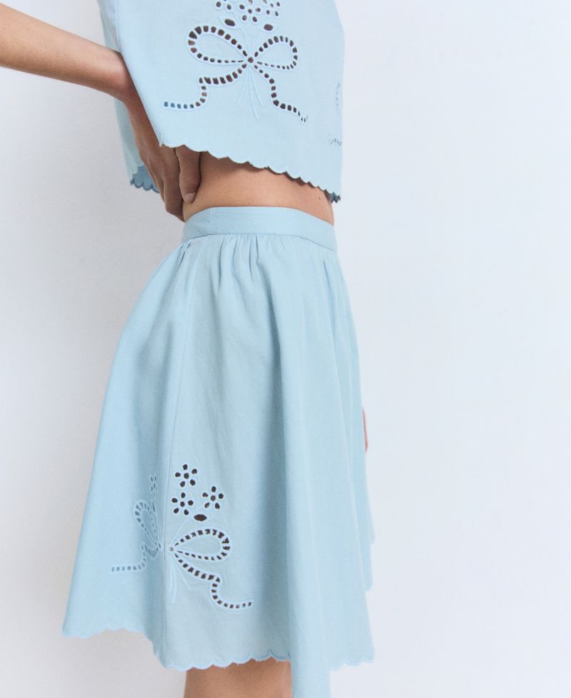 Women's Scalloped Hem Embroidered Skirt
