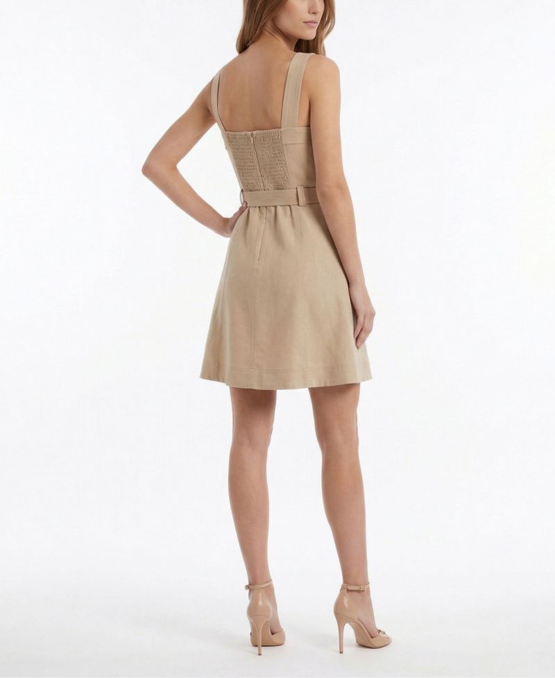 Women's A-Line Sweetheart Neck Belted Dress