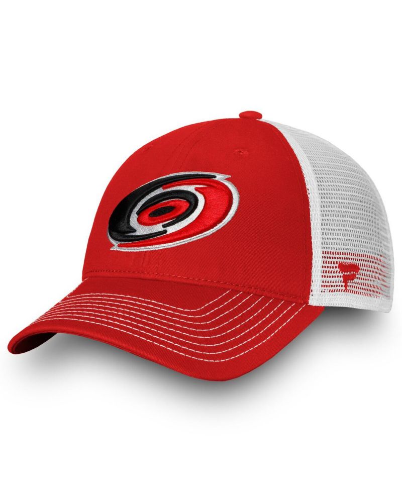 Men's Red, White Carolina Hurricanes Slouch Core Primary Trucker Snapback Hat