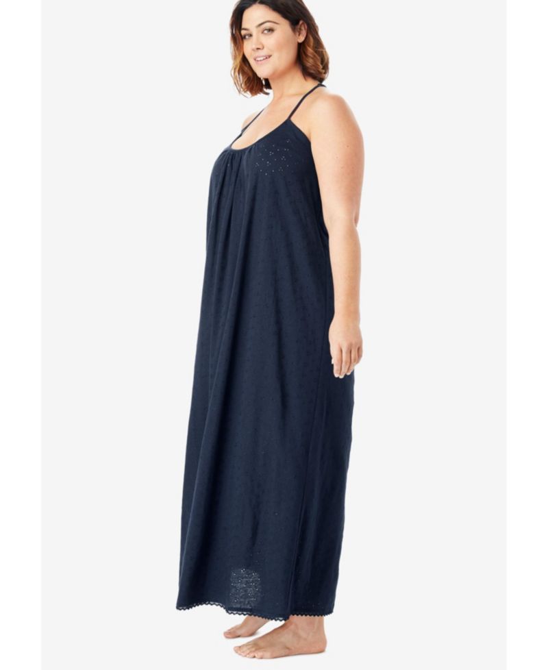 Women's Dreams and Co. Breezy Eyelet Knit Long Nightgown