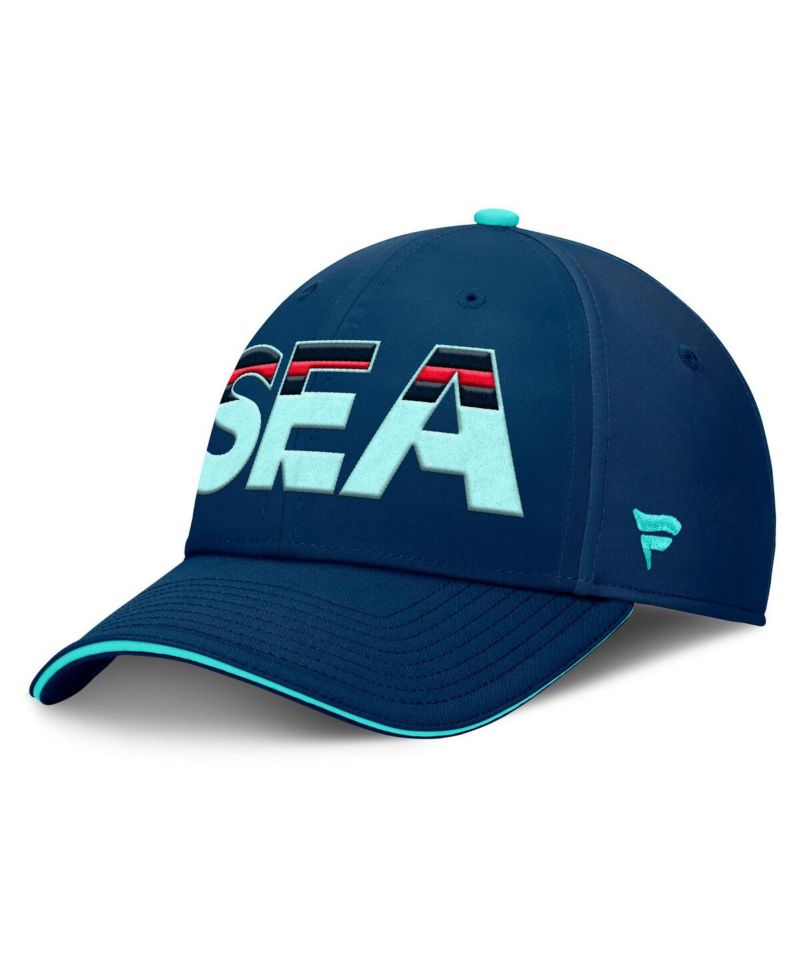 Men's Deep Sea Navy/Light Blue Seattle Kraken Authentic Pro Rink Team Code Flex Hat