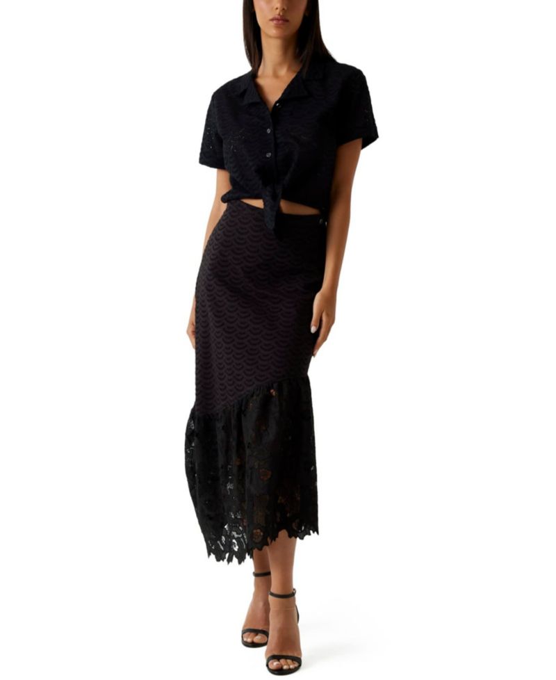 Women's Sharon Eyelets Flared Midi Skirt