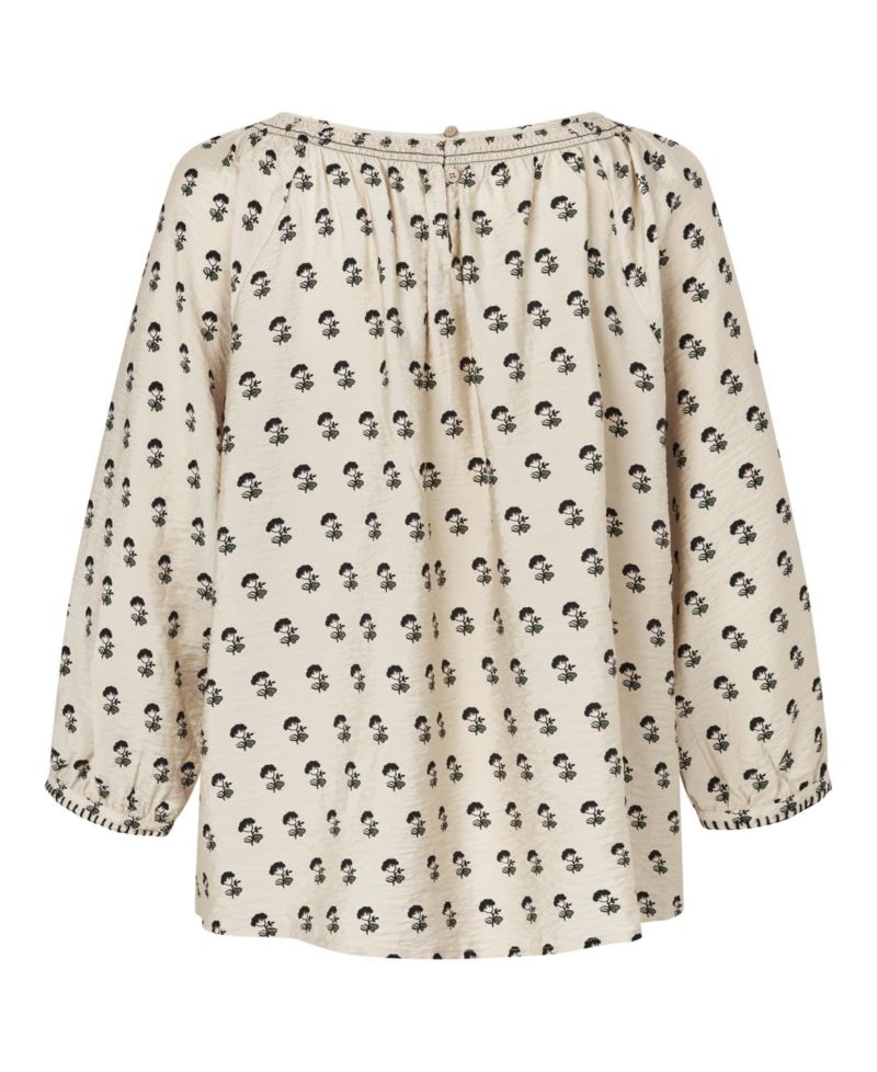 Women's 3/4-Sleeve Boat Neck Floral-Print Blouse