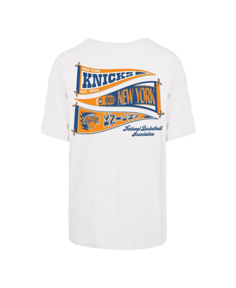 47 Brand Women's Cream New York Knicks Bow and Banner Sadie T-Shirt