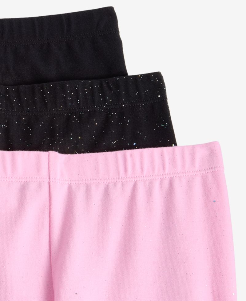 Girls' XS-XL Solid and Sparkle Leggings, 3-Pack