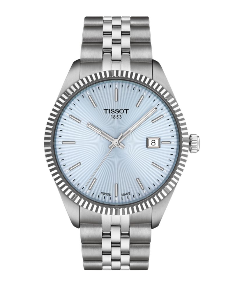 Men's Ice Blue Dial Silver Tone Stainless Steel Watch, 40mm