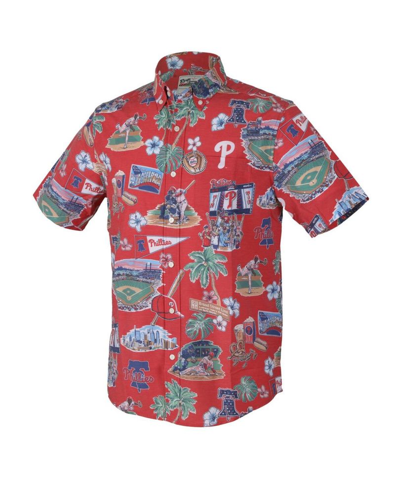 Men's Red Philadelphia Phillies Scenic Tri-Blend Button-Down Shirt