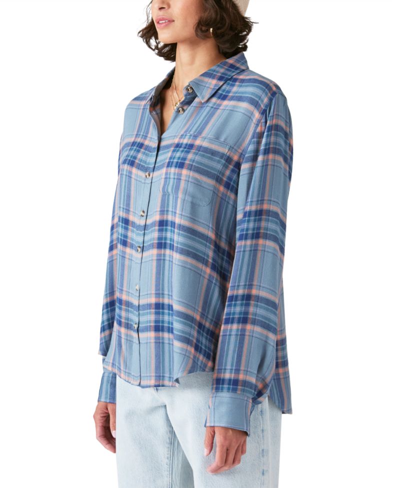 Women's Plaid Button-Down Boyfriend Shirt
