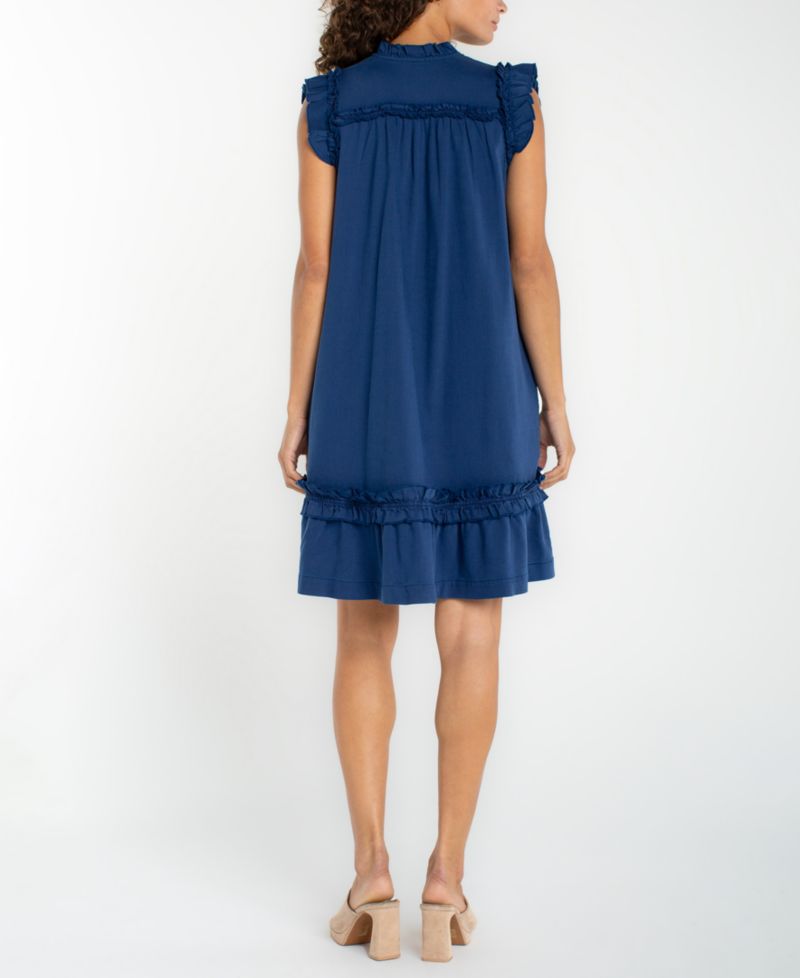 Petite V-Neck Ruffled Dress