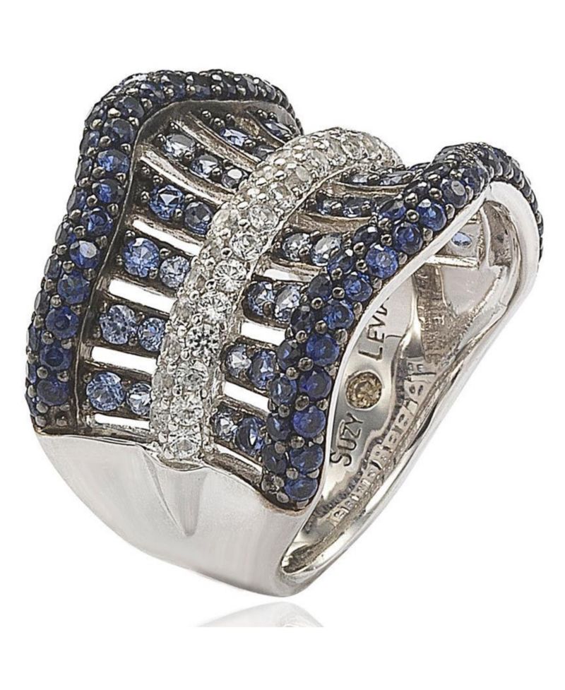 Suzy Levian Sterling Sapphire Crossing Ring