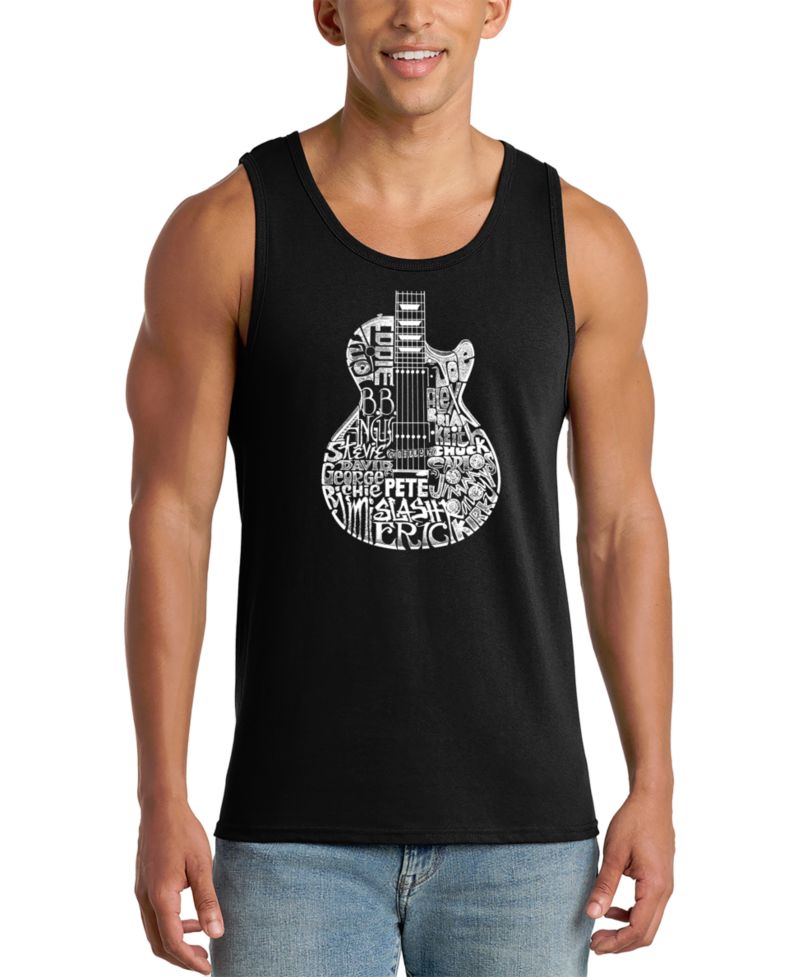 Men's Electric Guitar Circular Word Art Graphic Tank Top
