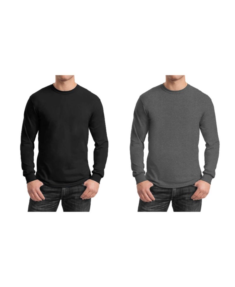 Men's 2-Pack Egyptian Cotton-Blend Long Sleeve Crew Neck Tee
