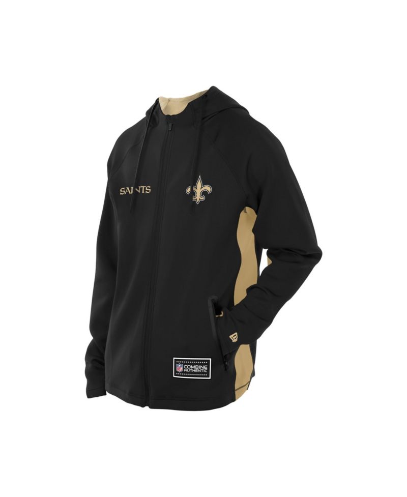Men's Black New Orleans Saints Combine Authentic Raglan Scuba Full-Zip Hoodie