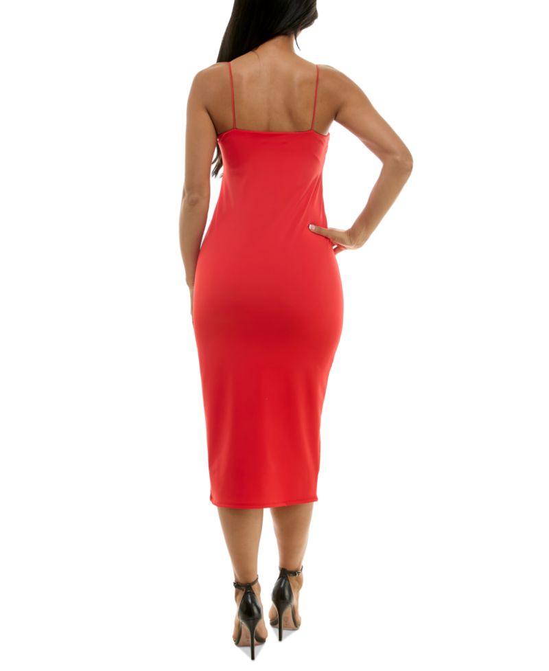 Juniors' Straight-Neck Sleeveless Midi Dress