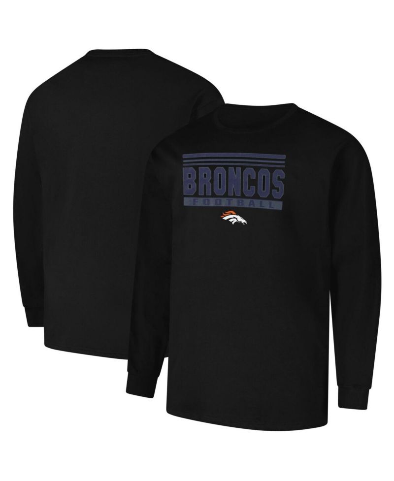 Men's Black Denver Broncos Big & Tall Pop Long Sleeve T-Shirt