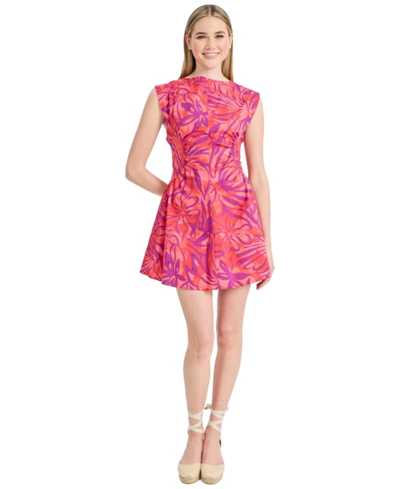 Women's Extended-Shoulder Collared Mini Fit & Flare Dress