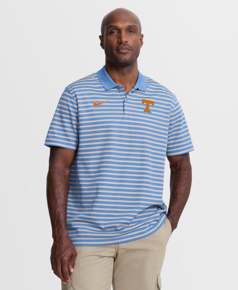 Men's Light Blue/White Tennessee Volunteers Striped Dri-FIT Polo Shirt
