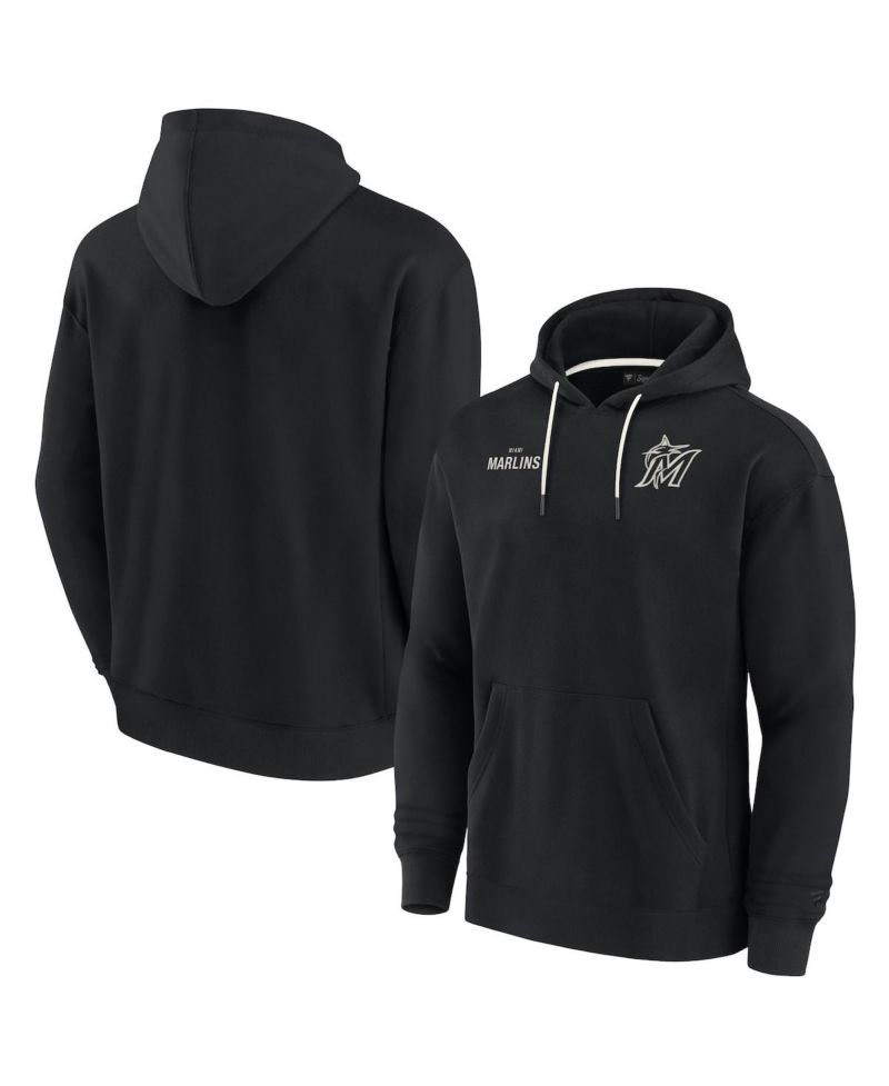 Men's and Women's Black Miami Marlins Super Soft Fleece Pullover Hoodie