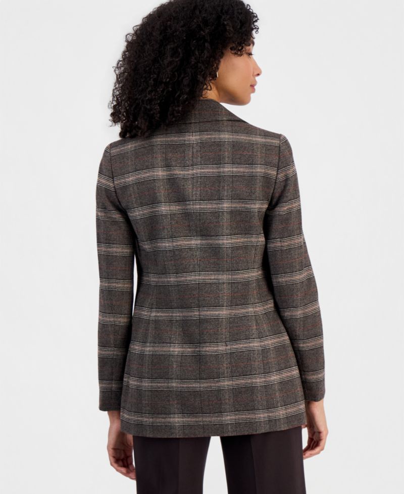 Women's Plaid Double-Breasted Blazer