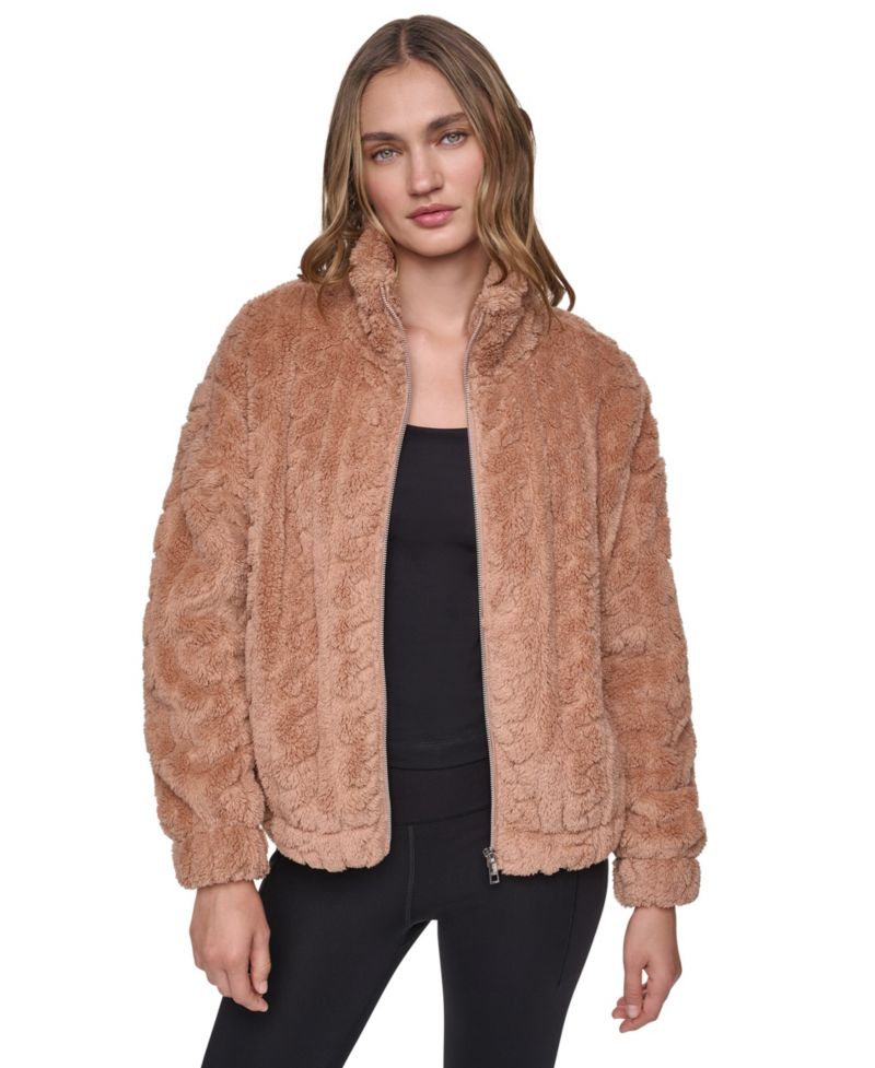 Women's Cable-Patterned Sherpa Full Zip Jacket