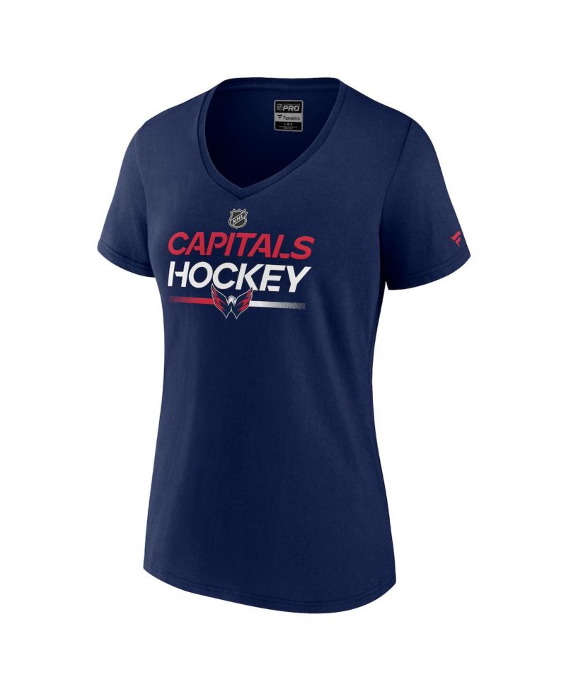 Women's Navy Washington Capitals Authentic Pro V-Neck T-Shirt
