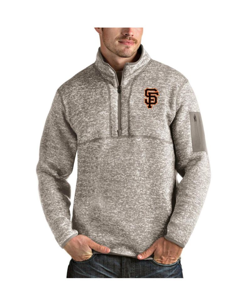 Men's Oatmeal San Francisco Giants Fortune Quarter-Zip Pullover Jacket