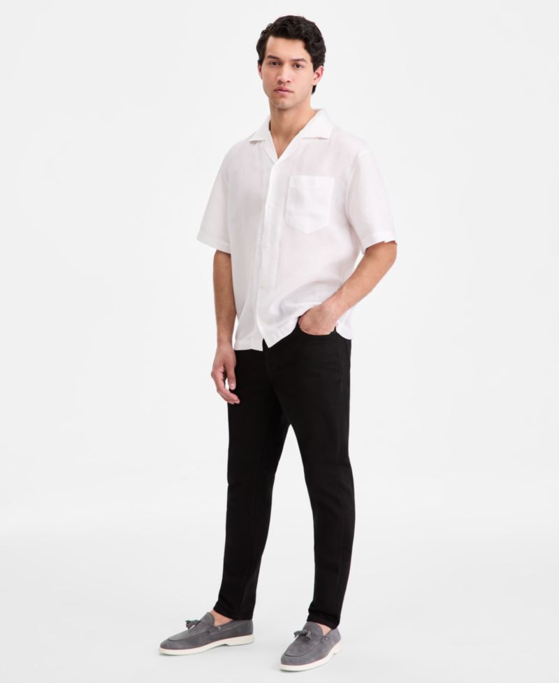 Men's Cotton Jacquard Short-Sleeve Camp Shirt
