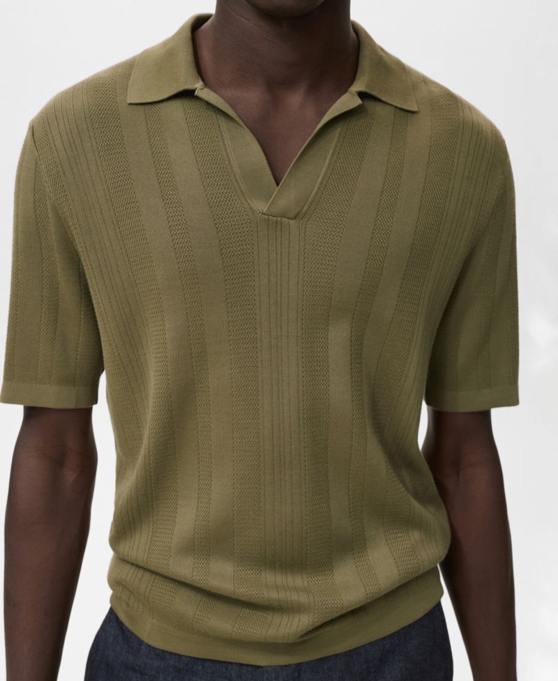 Men's Ribbed Knit Polo Shirt