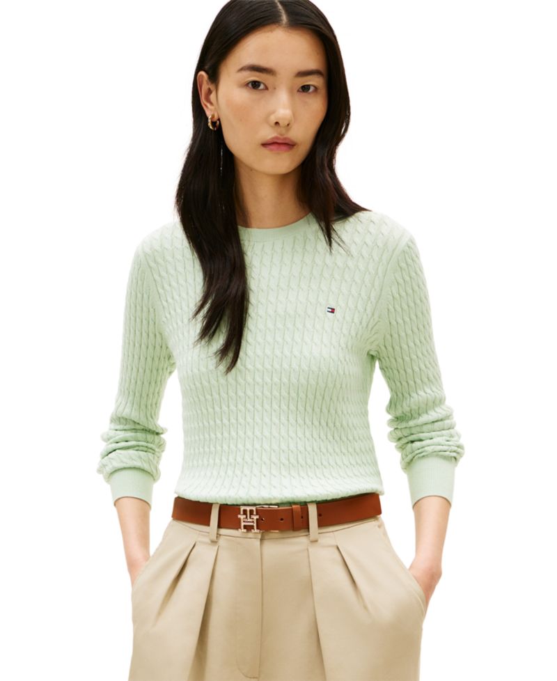 Women's Fine Gauge Cable Crewneck Sweater