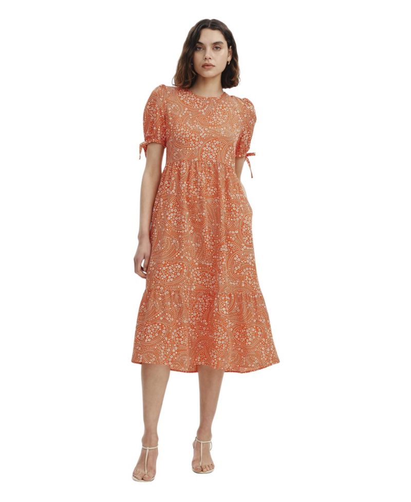 Women's Jessa Floral-Print Tiered Short-Sleeve Midi Dress