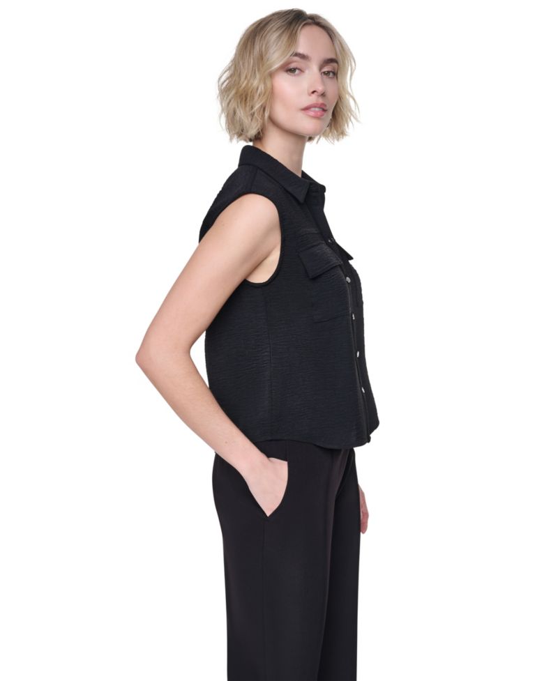 Women's Washer Collared Top