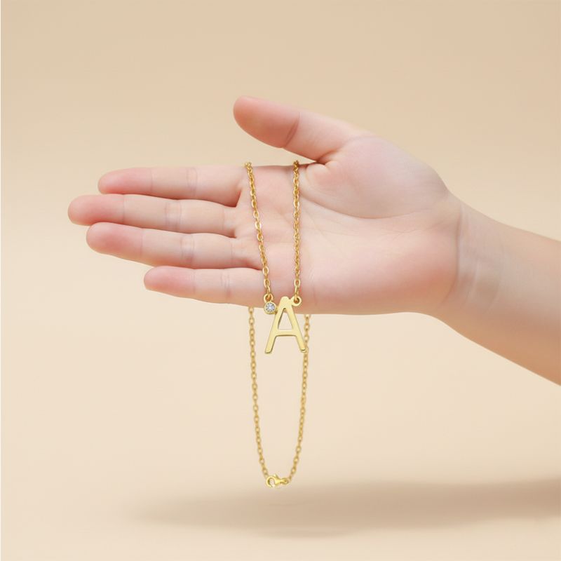 Timeless Plated Brilliant Cubic Zirconia Initial Necklace.