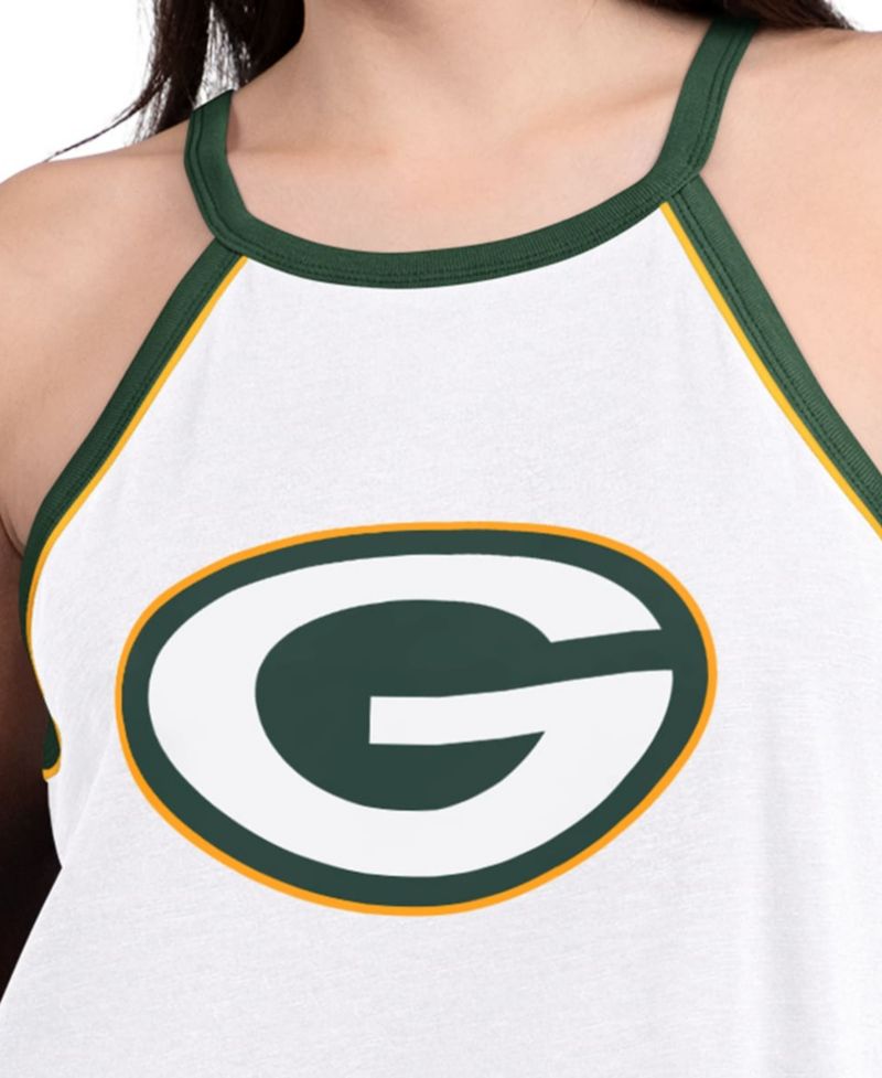 Women's White Green Bay Packers Redemption Win Slub Tank Top