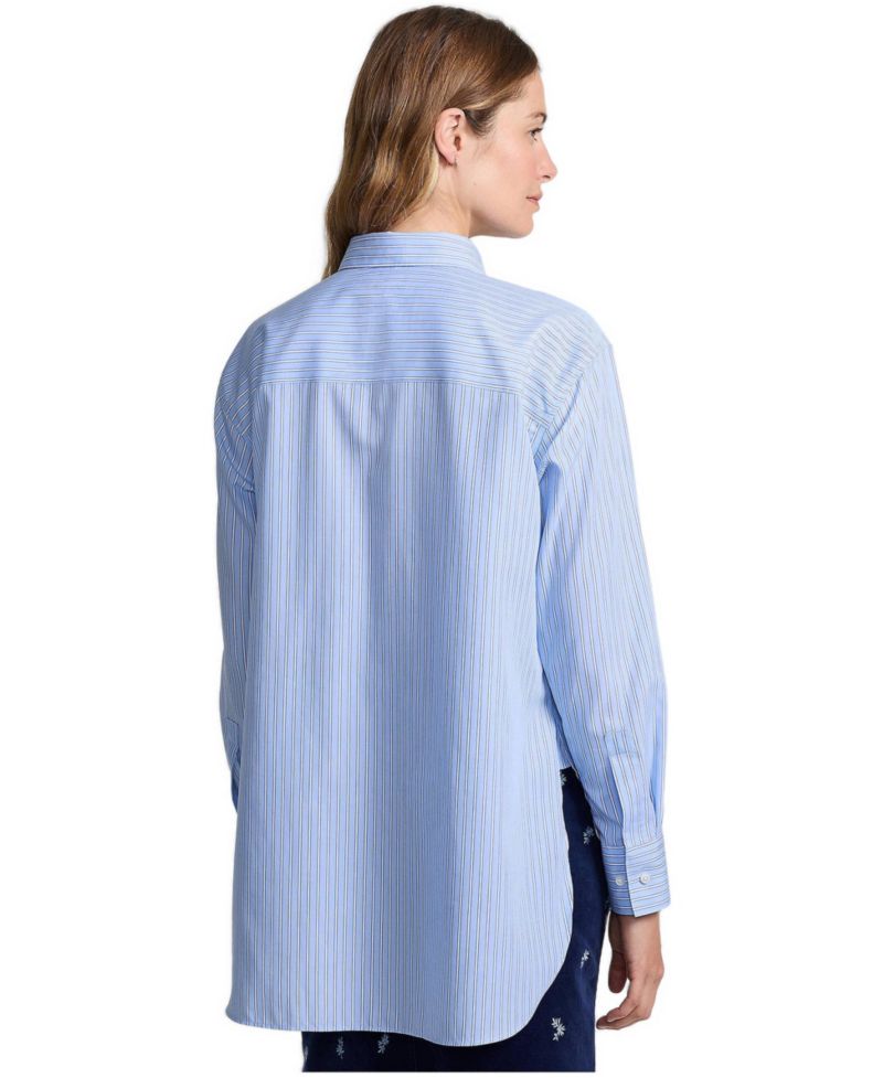 Women's Oversized No Iron Tunic with Statement Collar Shirt