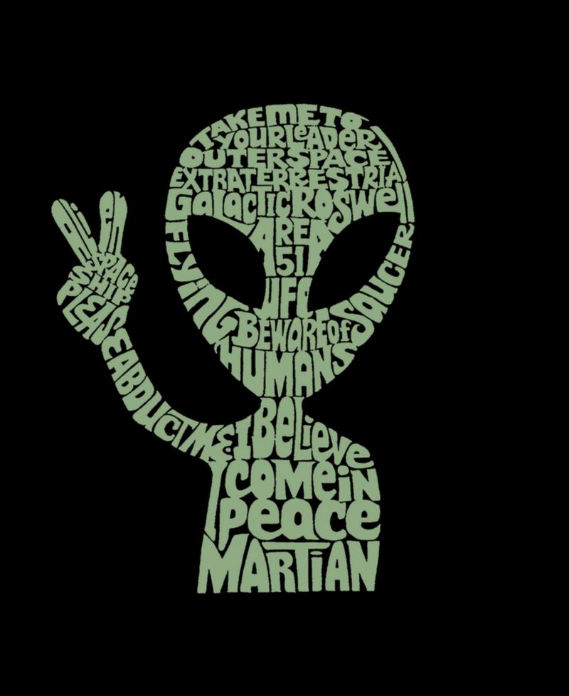Men's Peace Alien Word Art Long-Sleeve T-Shirt
