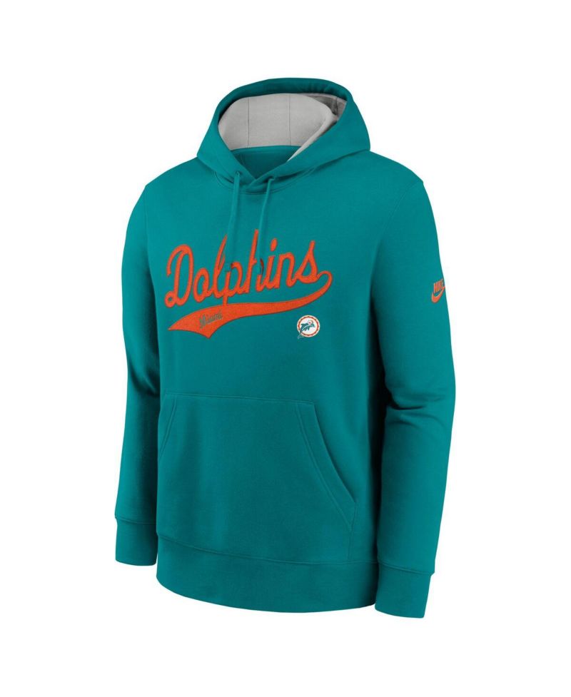 Men's Aqua Miami Dolphins Rewind Club Logo Pullover Hoodie
