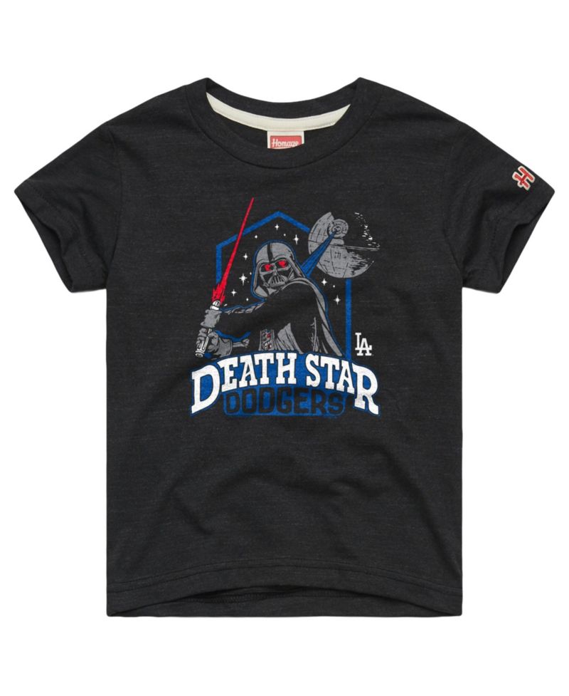 Big Boys and Girls Charcoal Los Angeles Dodgers Star Wars x MLB Dark Side T-Shirt
