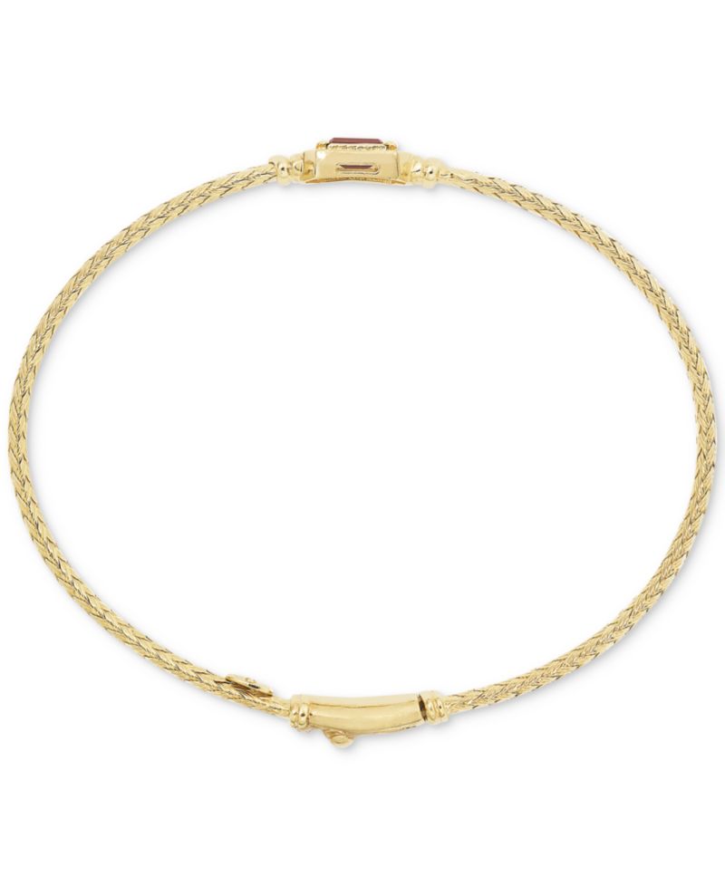 Garnet & White Topaz (1/5 ct. t.w.) Woven Bangle Bracelet in 14k Gold-Plated Sterling Silver (Also in Citrine, Swiss Blue Topaz, Morganite, Amethyst, Peridot & Onyx)