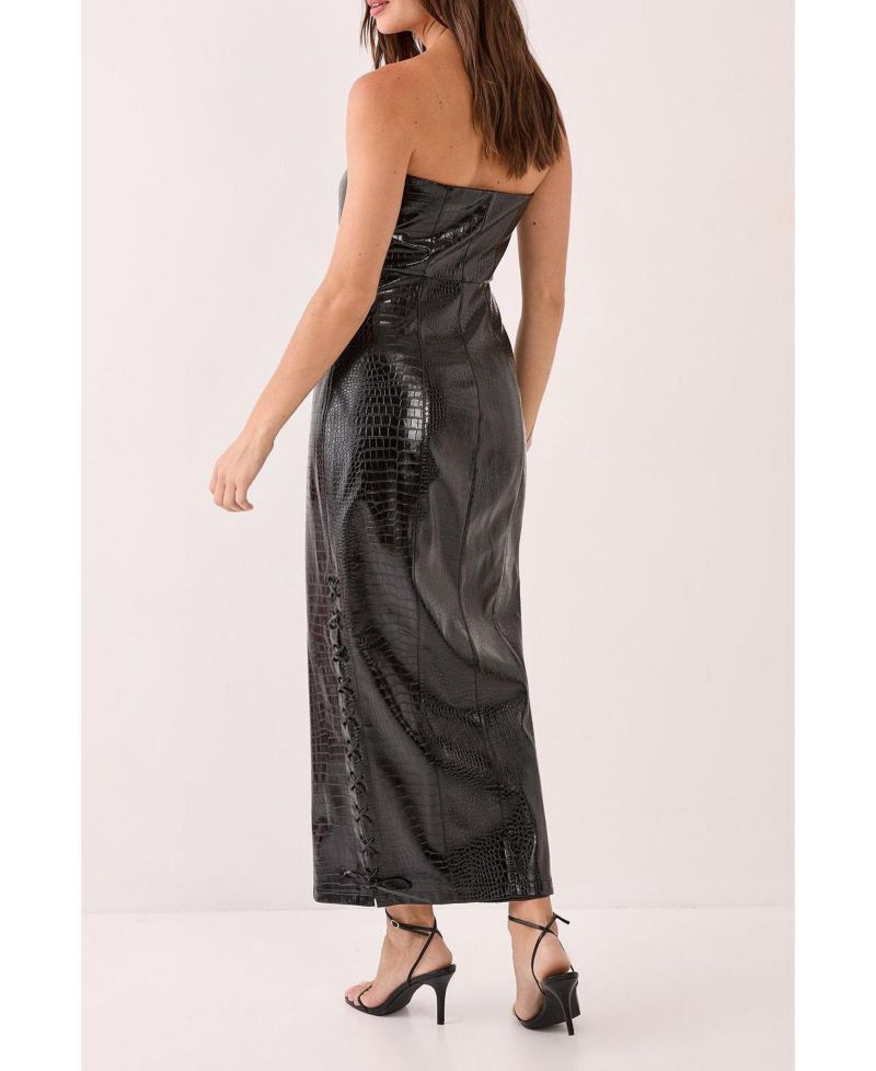 Women's Croc Bandeau Lace Up Maxi Dress