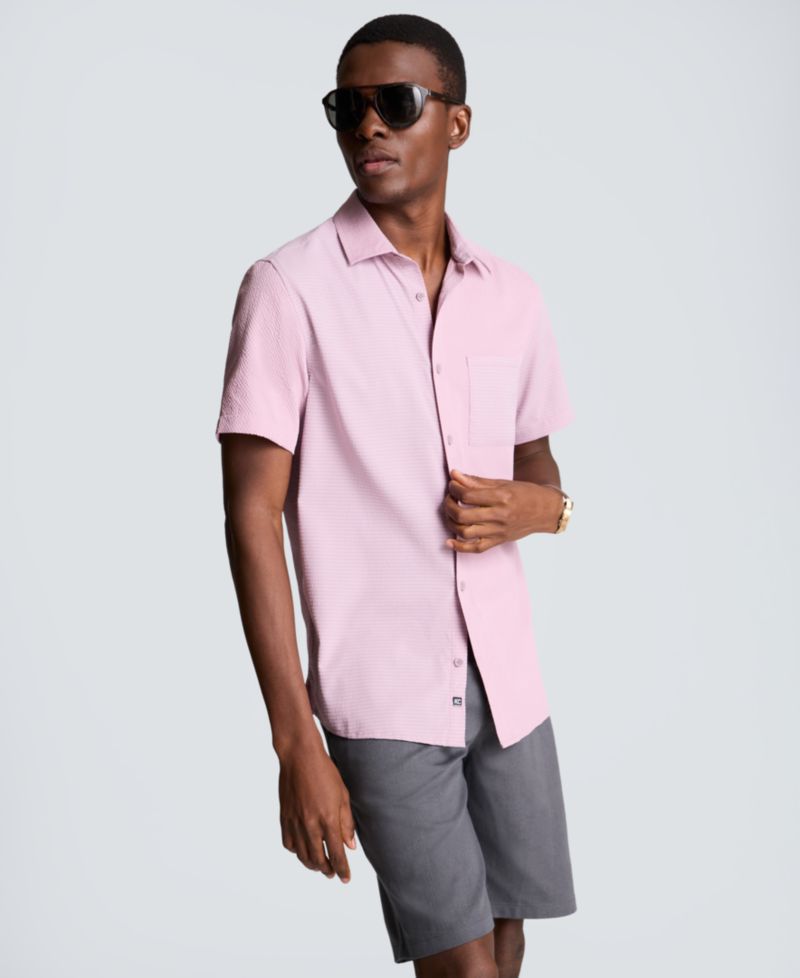 Men's Mixed Media Point Collar Sport Shirt